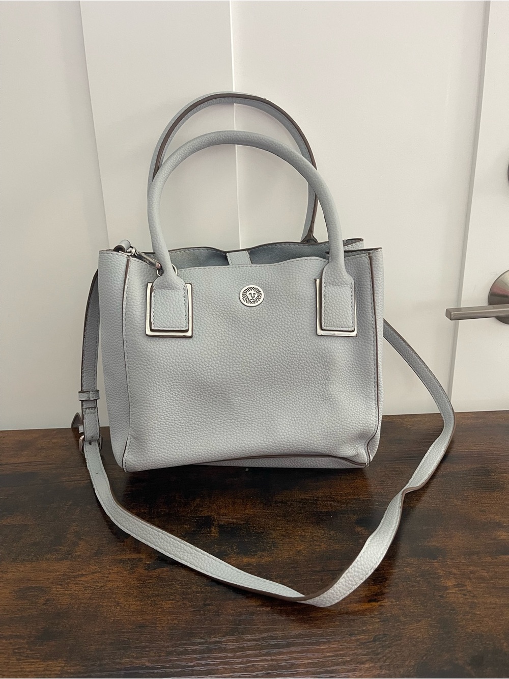 Anne Klein Light Blue Pebbled Satchel